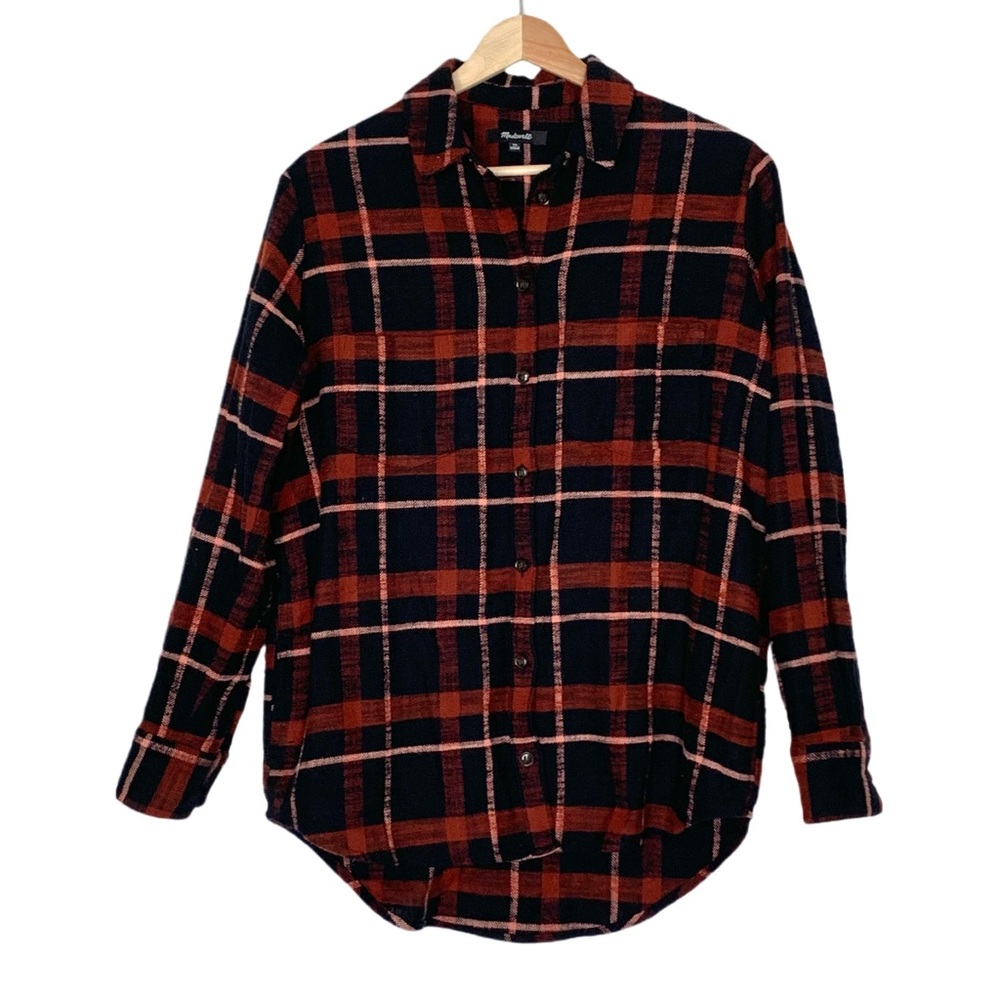 Madewell Slub Flannel Sunday Shirt in Evins Plaid Size XS Long Sleeves - Picture 3 of 14